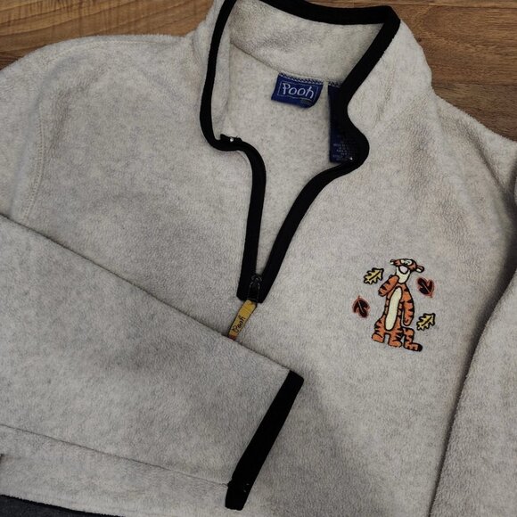 Vtg Disney Winnie The Pooh Tiger Embroidered 1/4 Zip Fleece Pullover Size Medium - Picture 1 of 11